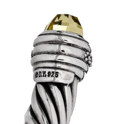 David Yurman Sterling Silver Diamond Citrine 10mm Cable Classics Hinged Bracelet 3 of 3