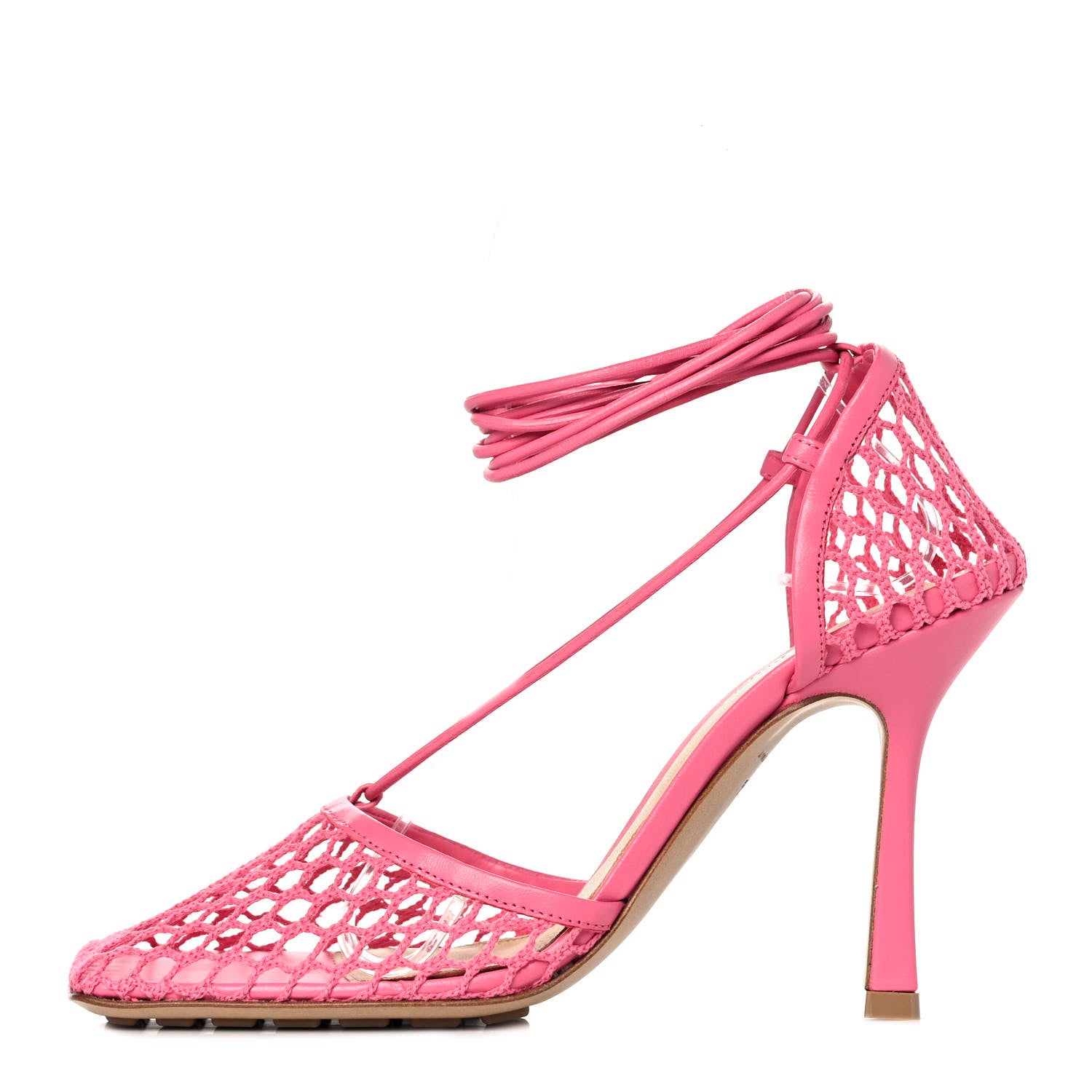Bottega Veneta Mesh Nappa Stretch Ankle Tie 90mm Sandals 38.5 Azalea 1 of 8