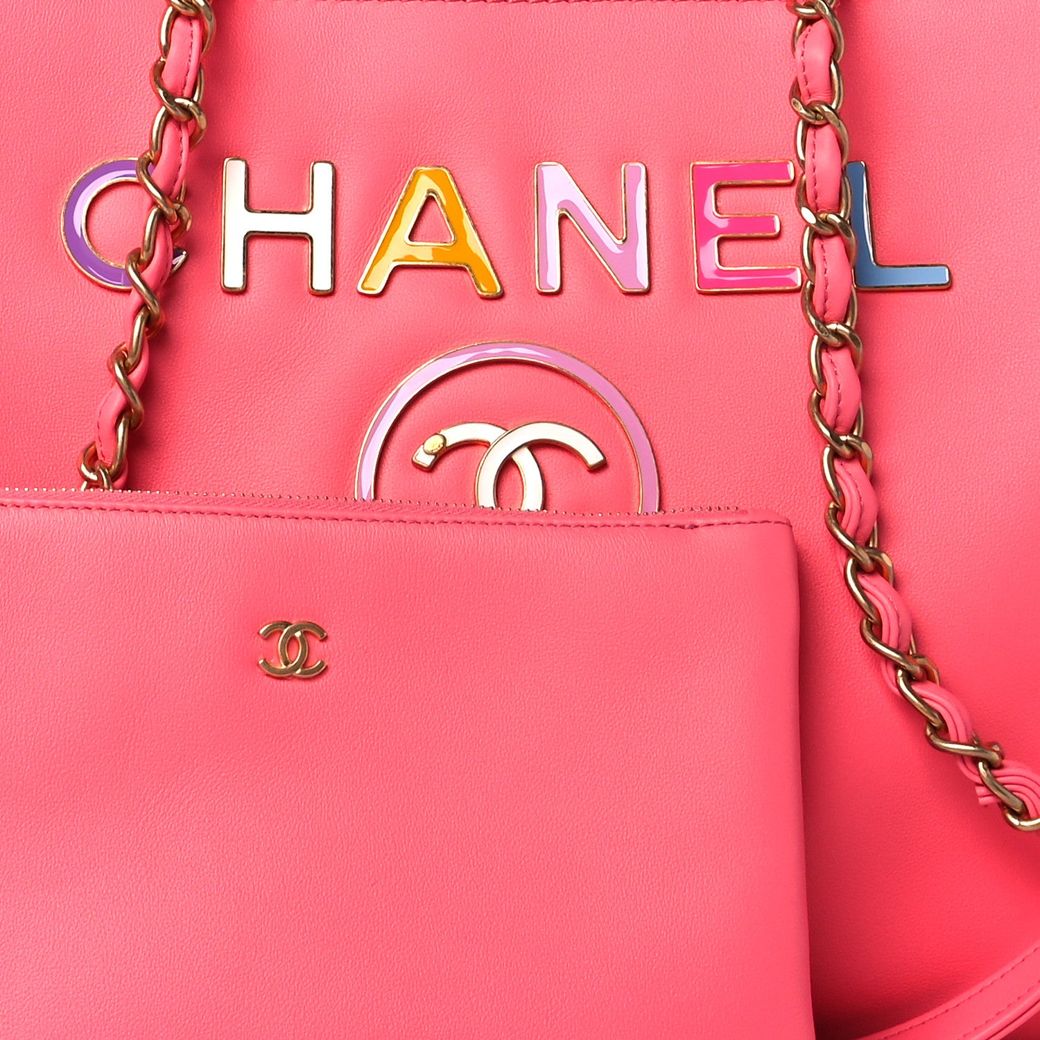 Chanel Calfskin Medium Deauville Tote Coral Pink 9 of 11