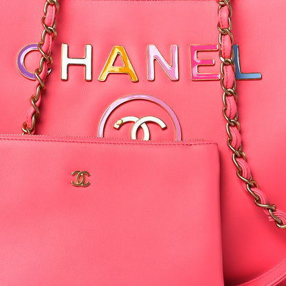 Chanel Calfskin Medium Deauville Tote Coral Pink 9 of 11