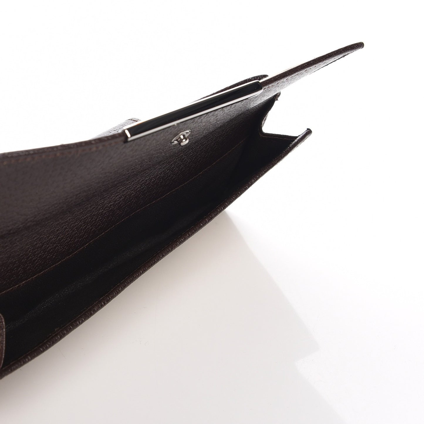 Monogram Metal Bar Continental Flap Wallet Beige Ebony Dark Brown