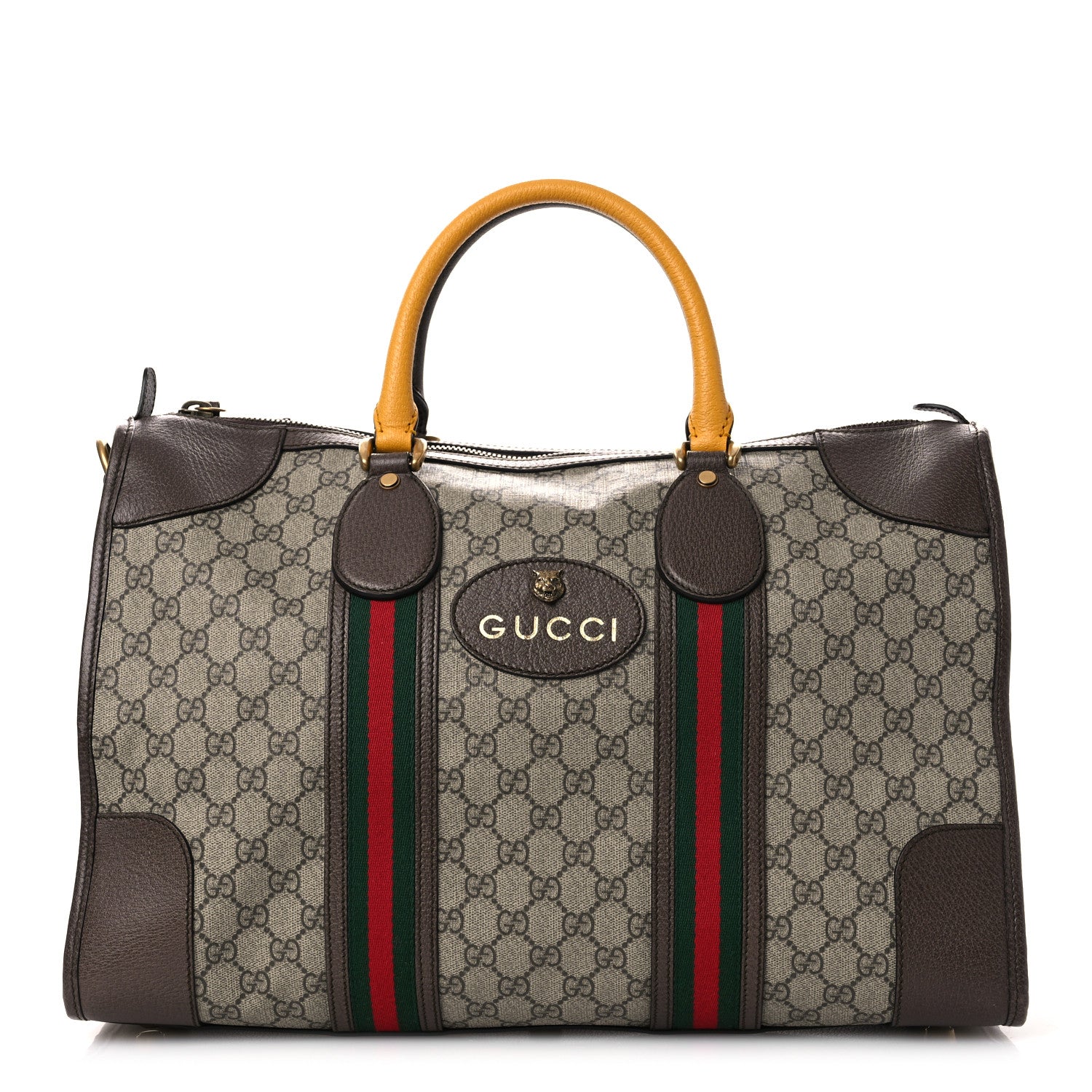 Gucci Soft GG Supreme Monogram Web Medium Duffle Bag Beige New Acero Crop 1 of 17