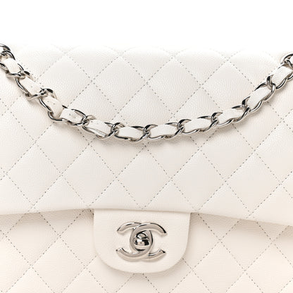 Chanel Caviar Quilted Medium Double Flap White 8 of 11