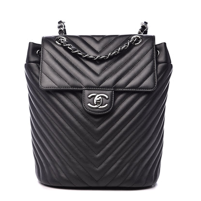 Chanel Calfskin Chevron Quilted Small Urban Spirit Backpack Black 1 of 12