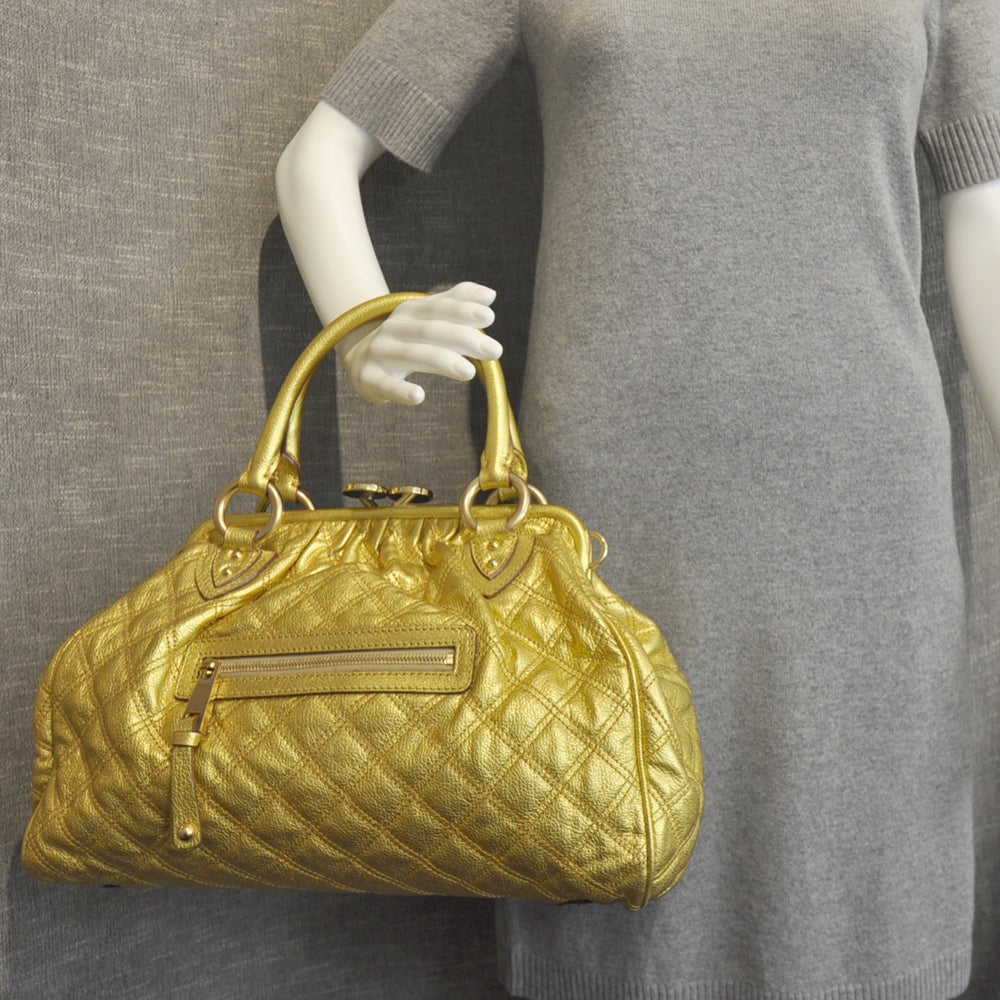 Quilted Leather Stam Metallic Gold