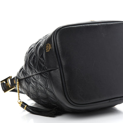 MCM Calfskin Quilted Studded Bucket Bag Black 8 of 9