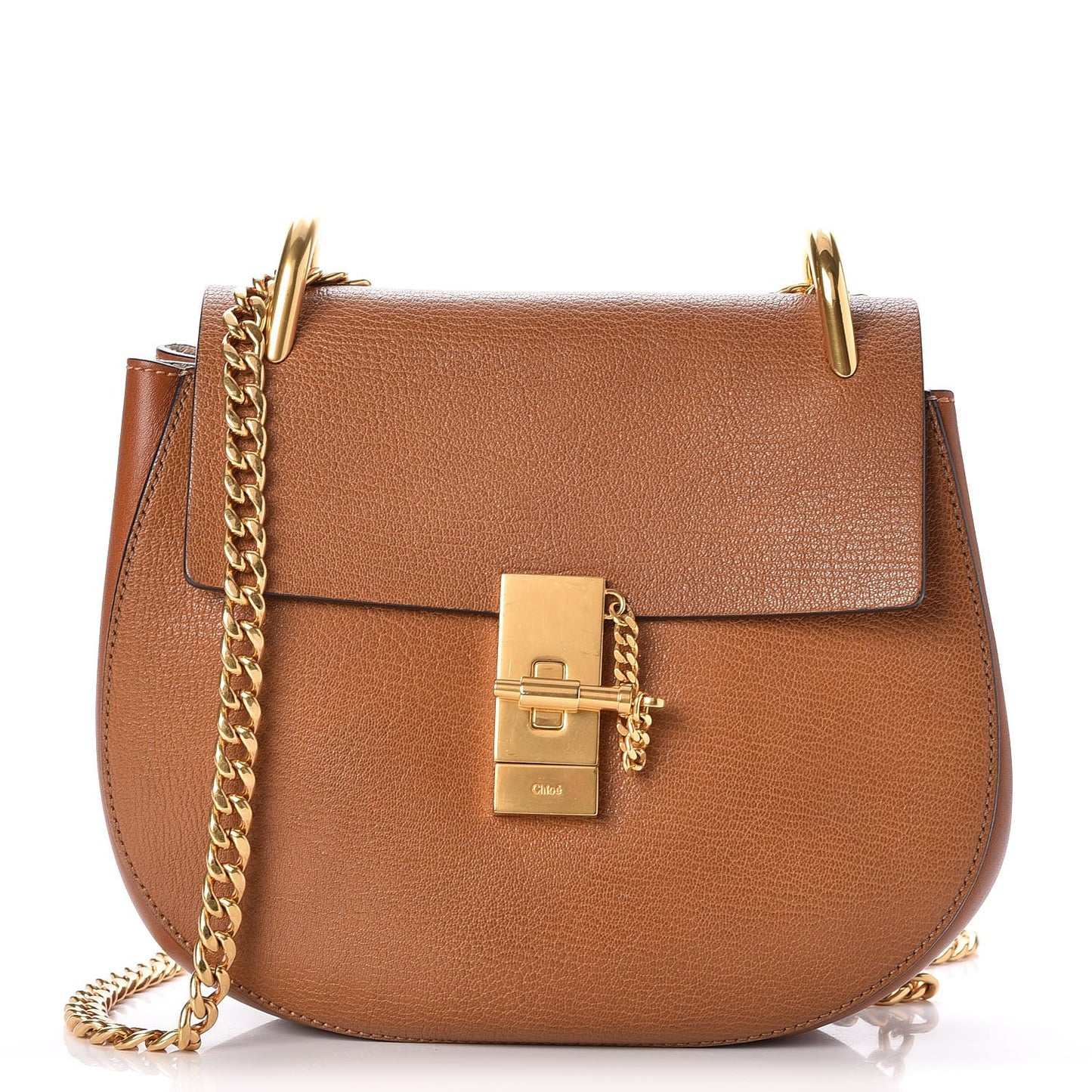 Grained Lambskin Drew Shoulder Bag Caramel