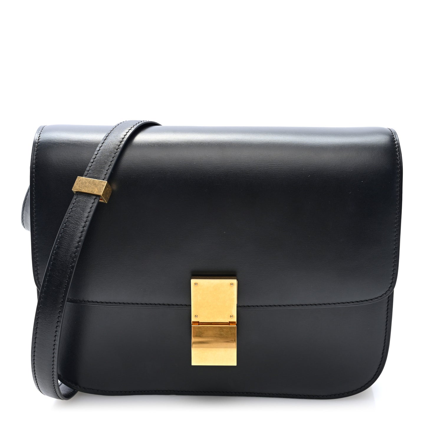 Box Calfskin Medium Classic Box Flap Bag Black