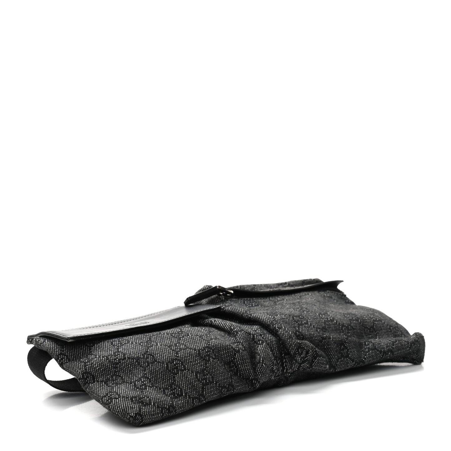 Denim Monogram Double Pocket Belt Bag Black