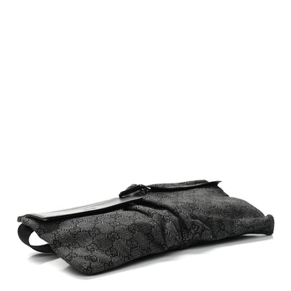 Gucci Denim Monogram Double Pocket Belt Bag Black 4 of 11