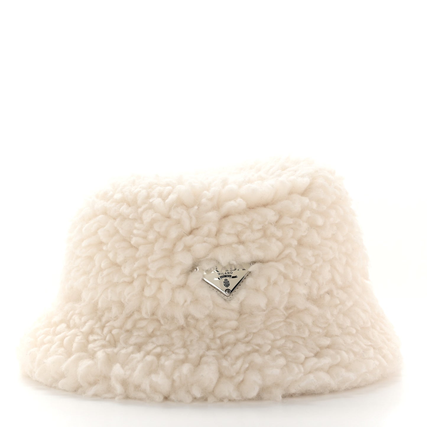 Cashmere Metal Triangle Logo Womens Bucket Hat S Naturale