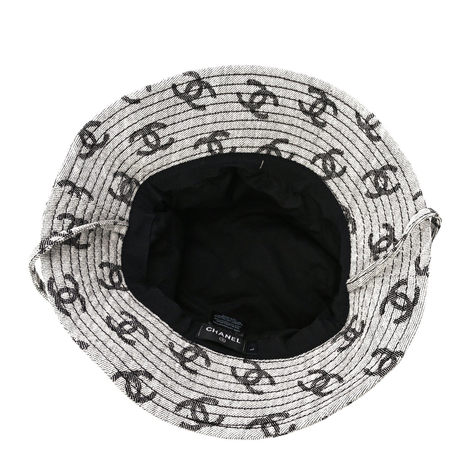 Chanel Denim CC Bucket Hat L White Black 5 of 7