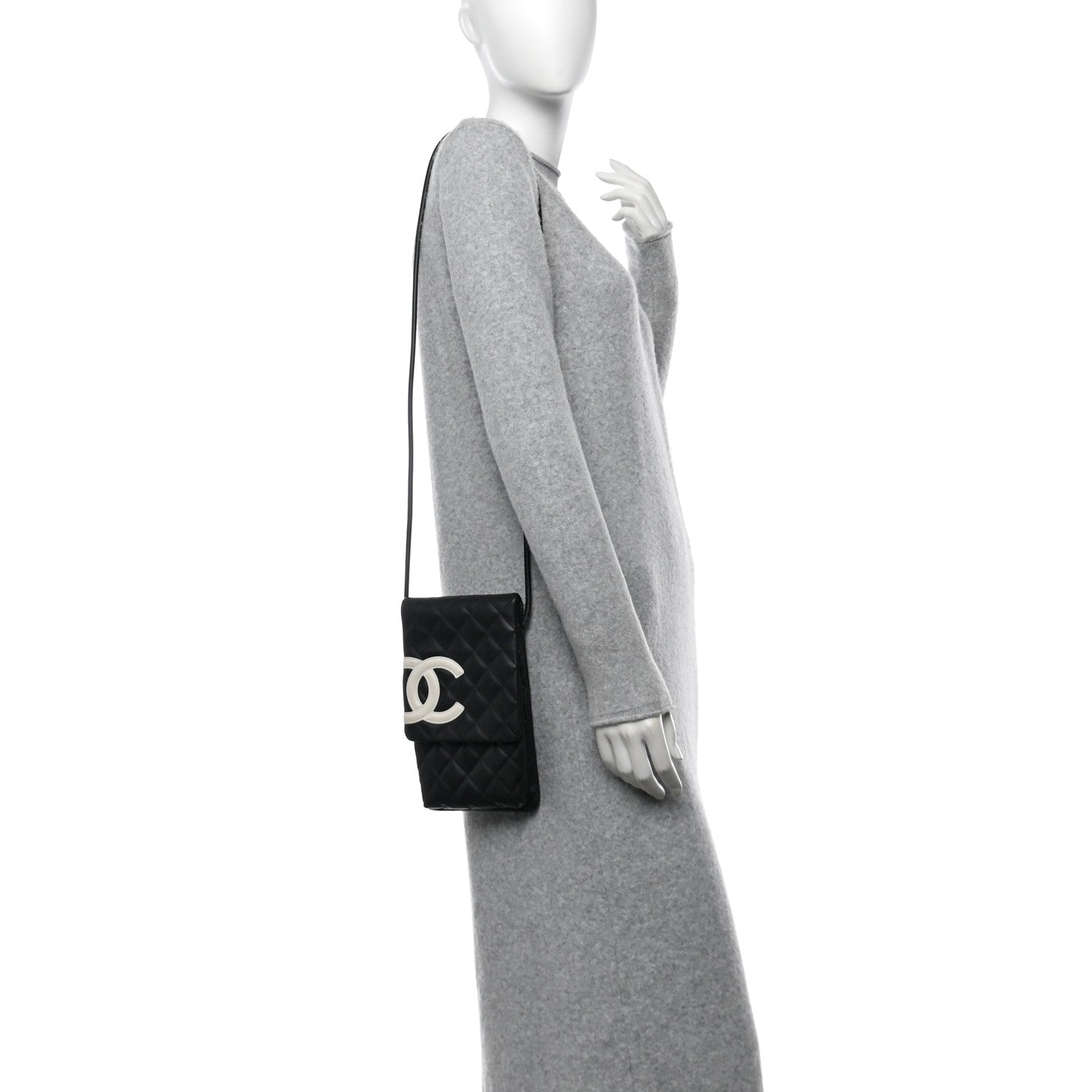 Chanel Calfskin Quilted Cambon Crossbody Messenger Black White 2 of 16