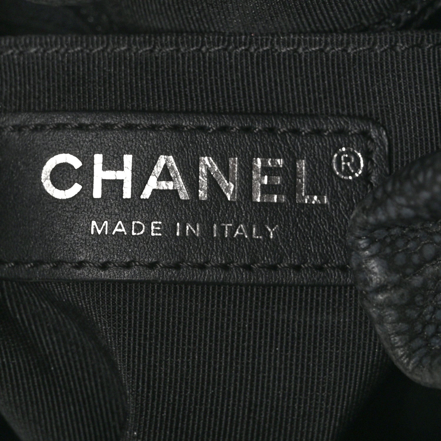Chanel Caviar Flat Quilted CC Chain Bucket Drawstring Bag Black 6 of 10