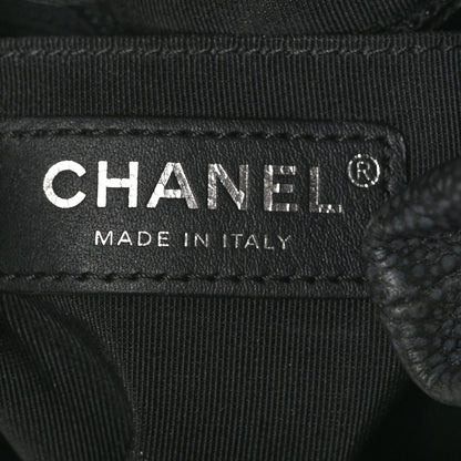 Chanel Caviar Flat Quilted CC Chain Bucket Drawstring Bag Black 6 of 10
