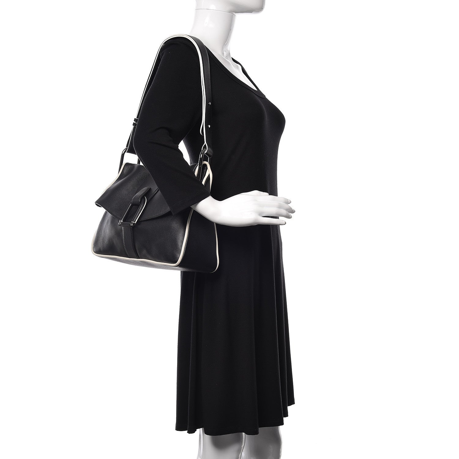 Delvaux Polo PM Givry Shoulder Bag Black Ivory 2 of 13