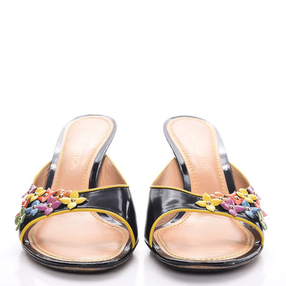 Louis Vuitton Glazed Calfskin Open Toe Mule Sandals 41 Black 2 of 15