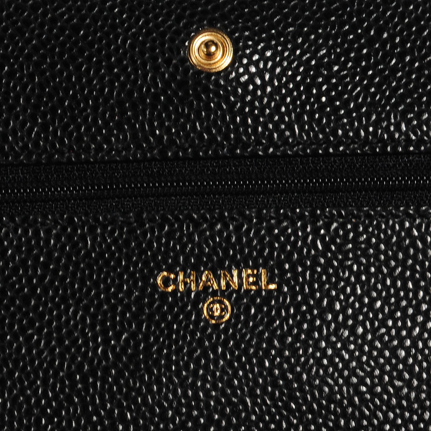 Caviar Quilted Wallet on Chain Black