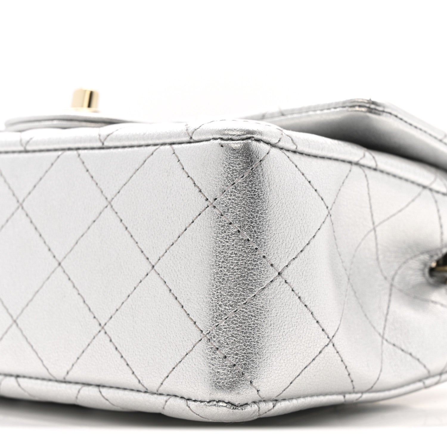 Chanel Metallic Calfskin Quilted Mini Rectangular Flap Silvery 10 of 13