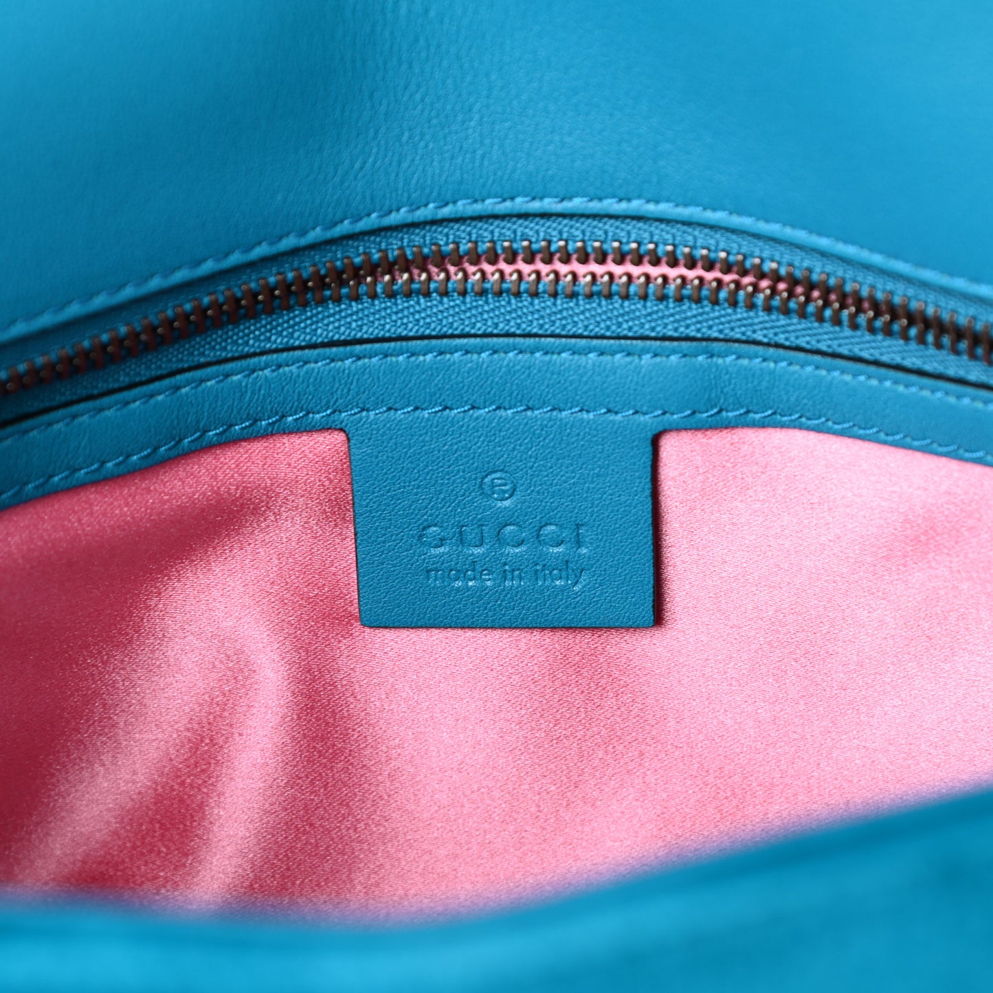 Velvet Matelasse Small GG Marmont Shoulder Bag Pavone Cyan