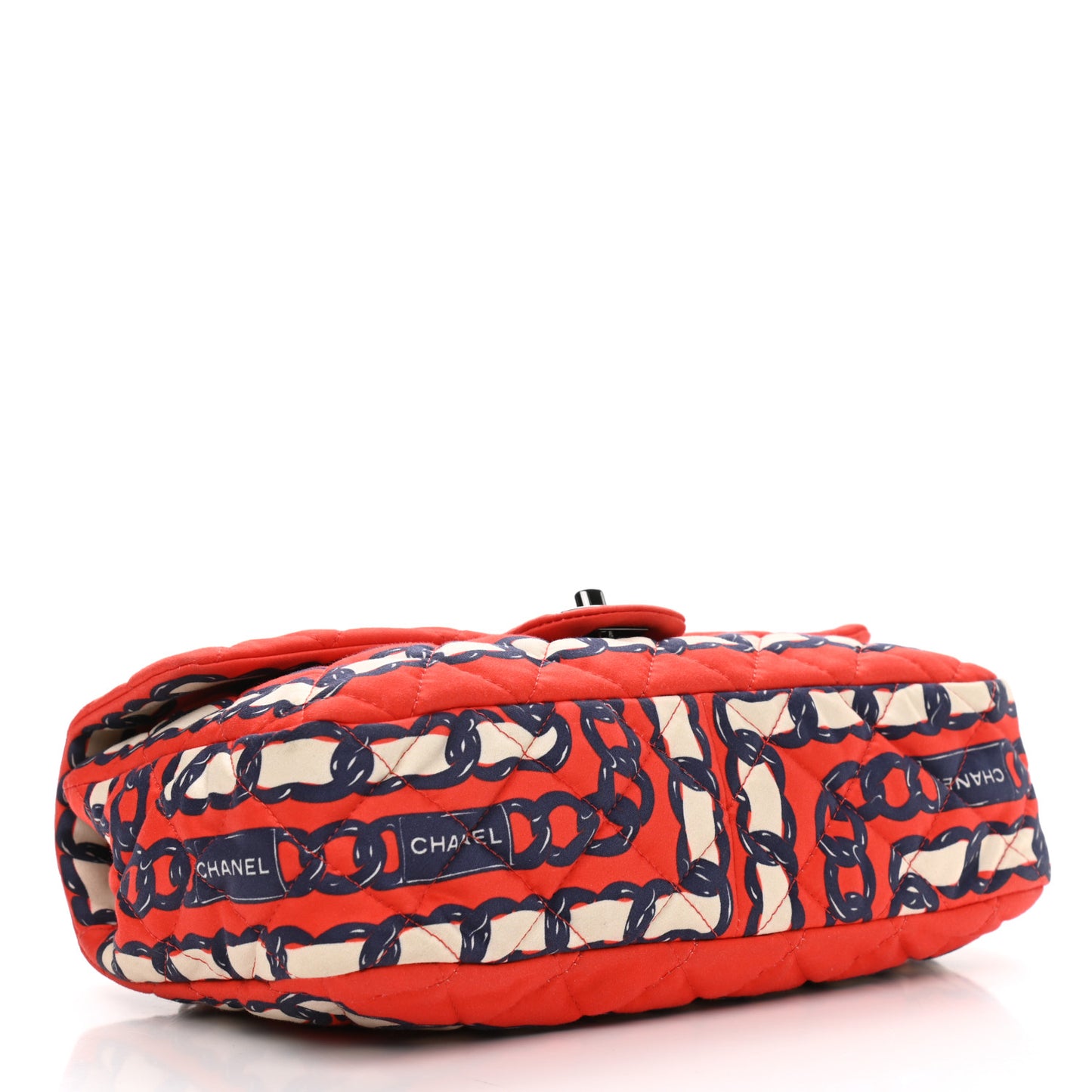 Silk Chain Printed Medium Single Flap Red