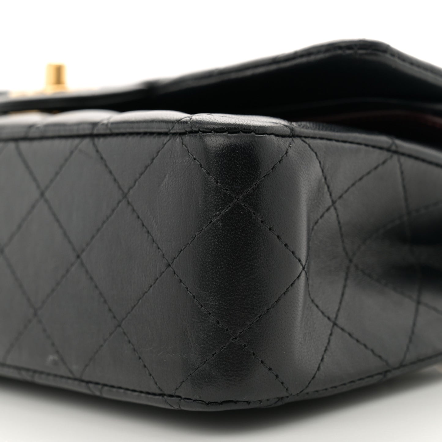 Lambskin Quilted Medium Double Flap Black