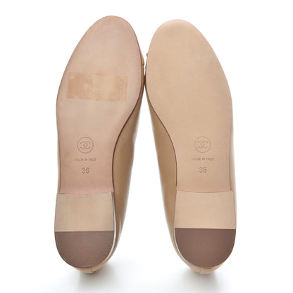 Chanel Lambskin Cap Toe CC Ballerina Flats 36 Beige 6 of 9