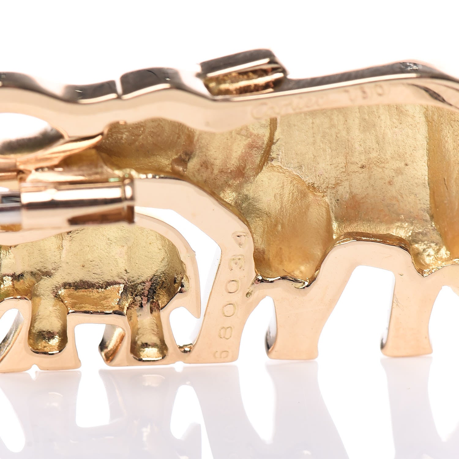 Cartier 18K Yellow Gold Emerald Elephant Pin Brooch 4 of 5