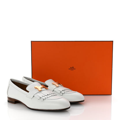 Hermes Calfskin Womens Royal Loafers 36 White 10 of 10