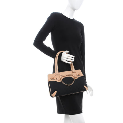 Gucci Monogram Horsebit Chain Shoulder Bag Beige Black 2 of 14