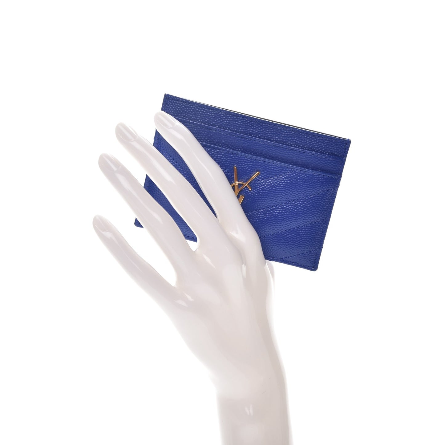 Grain De Poudre Matelasse Monogram Credit Card Case Blue Majorelle