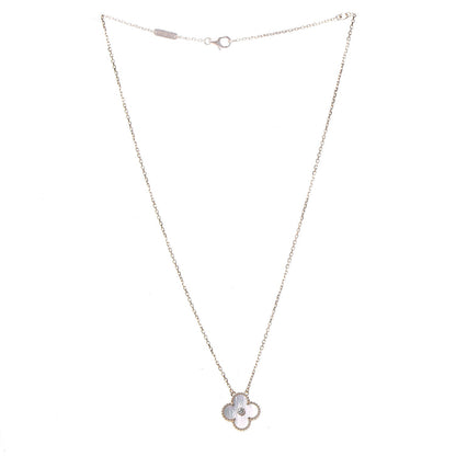 Van Cleef & Arpels 18K Rose Gold Diamond Mother of Pearl Vintage Alhambra Pendant Necklace 4 of 8