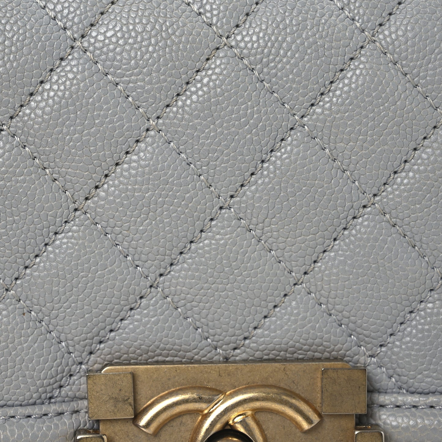 Caviar Quilted Small Boy Flap Light Grey