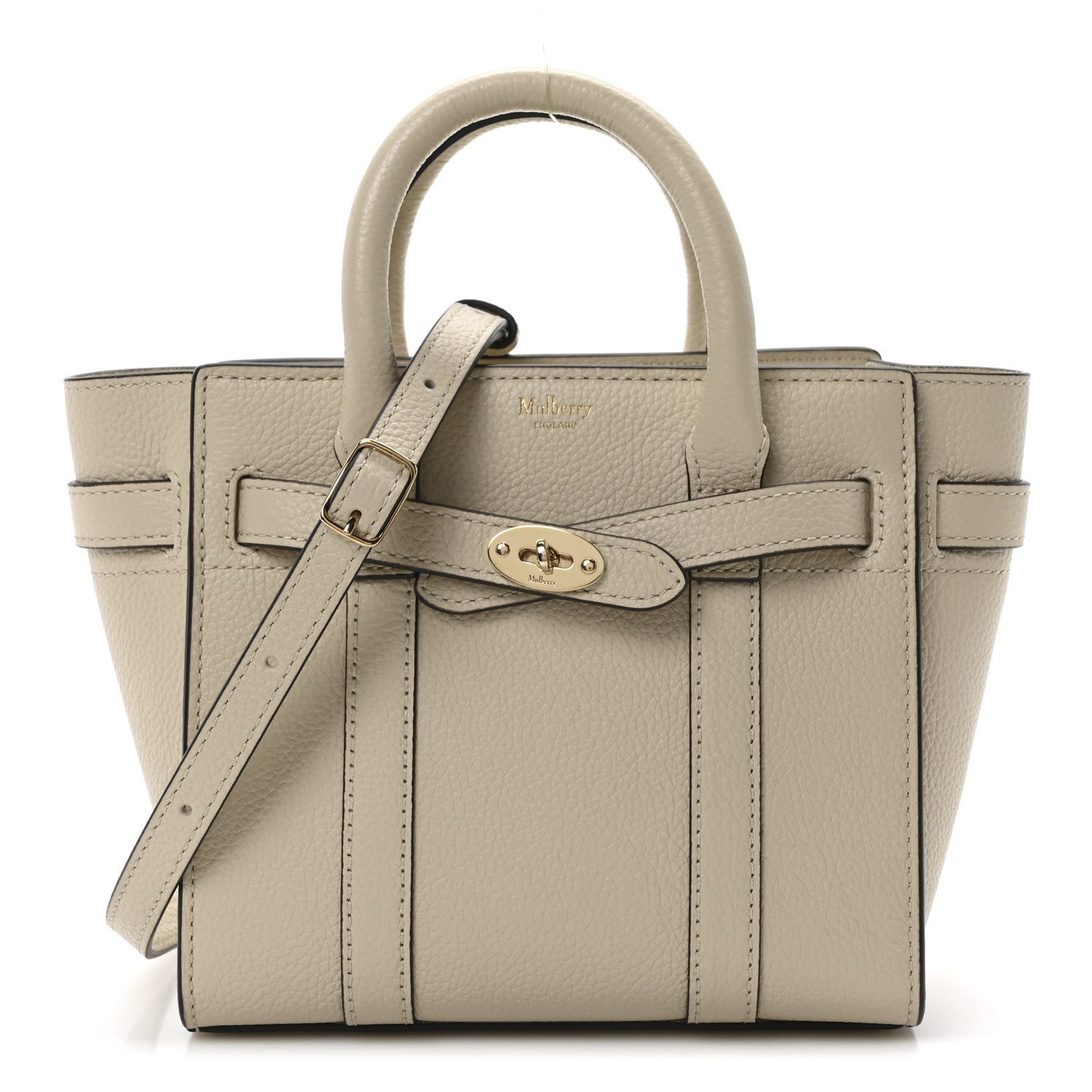 Mulberry Small Classic Grain Micro Zipped Bayswater Chalk 1 of 9