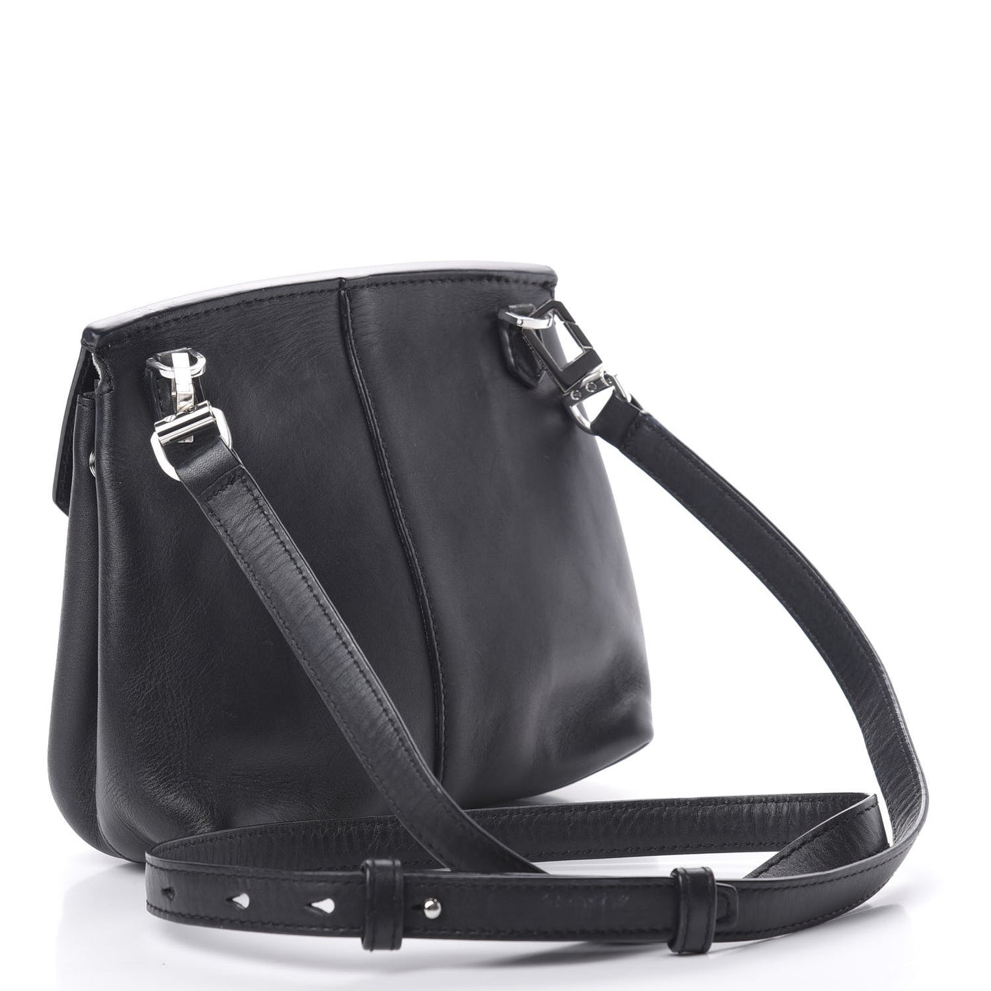 Lambskin Small Eyelets Marion Tote Black Silver Hardware