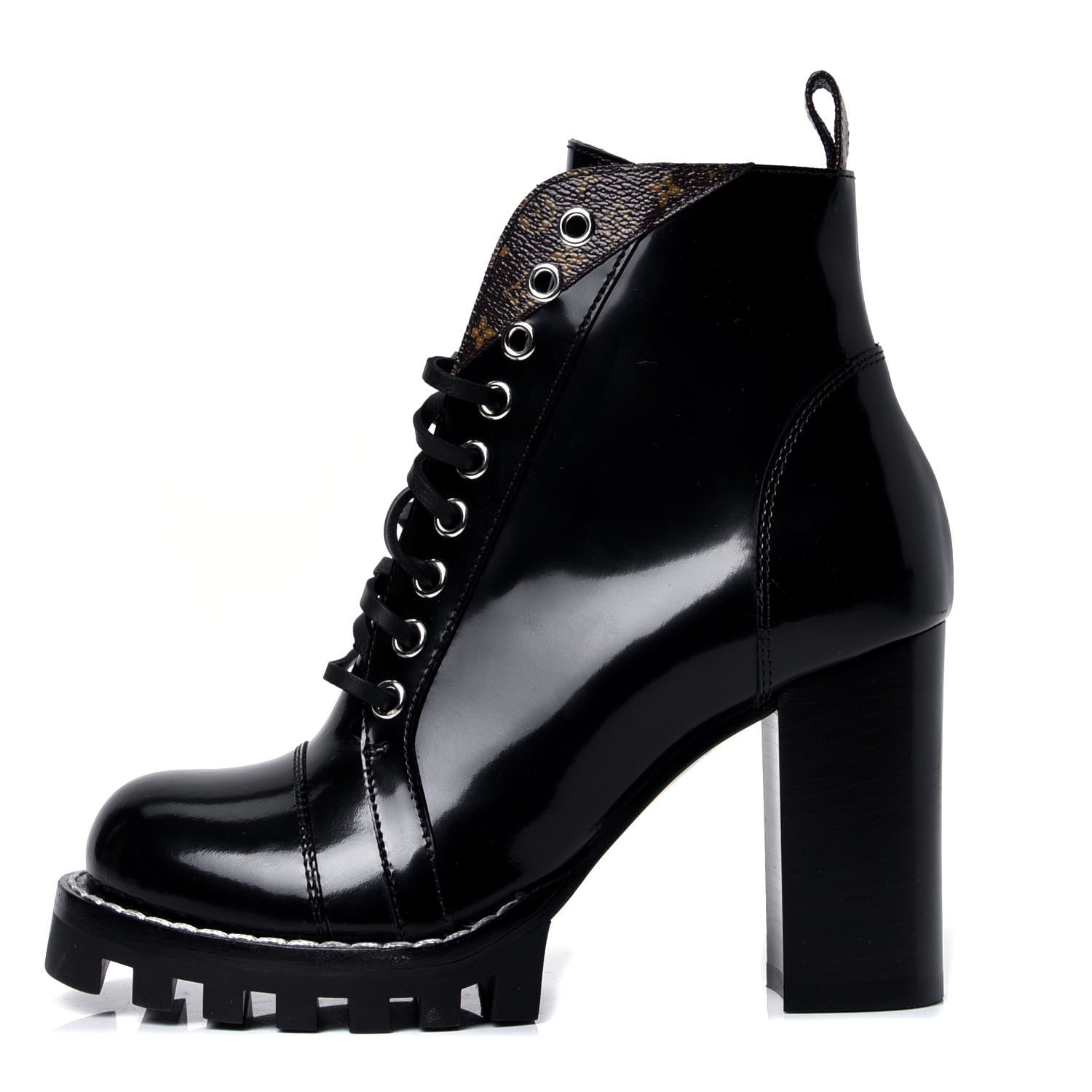 Louis Vuitton Patent Calfskin Monogram Star Trail Ankle Boots 36 Black 1 of 6