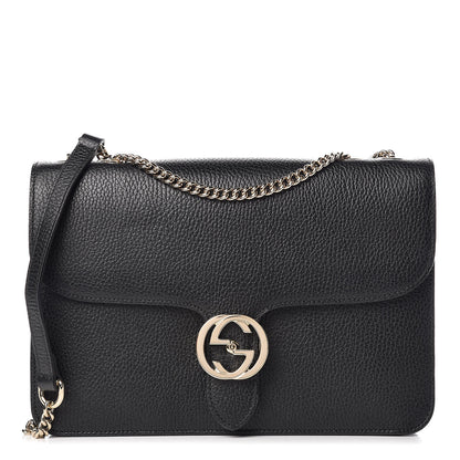 Gucci Dollar Calfskin Interlocking G Shoulder Bag Black 1 of 9