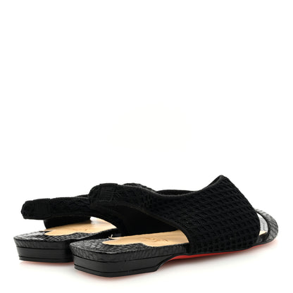 Christian Louboutin Calfskin Mesh Snakeskin Embossed Georgette Flats 37 Black 4 of 7