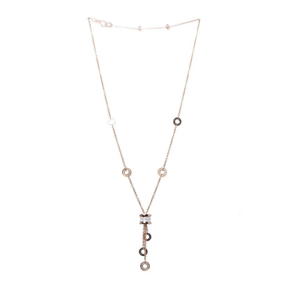 Bulgari 18K Rose Gold Diamond White Ceramic B.Zero1 Necklace 3 of 8
