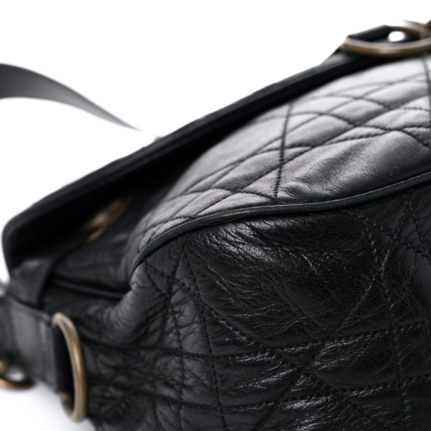 Lambskin Cannage Flap Messenger Bag Black