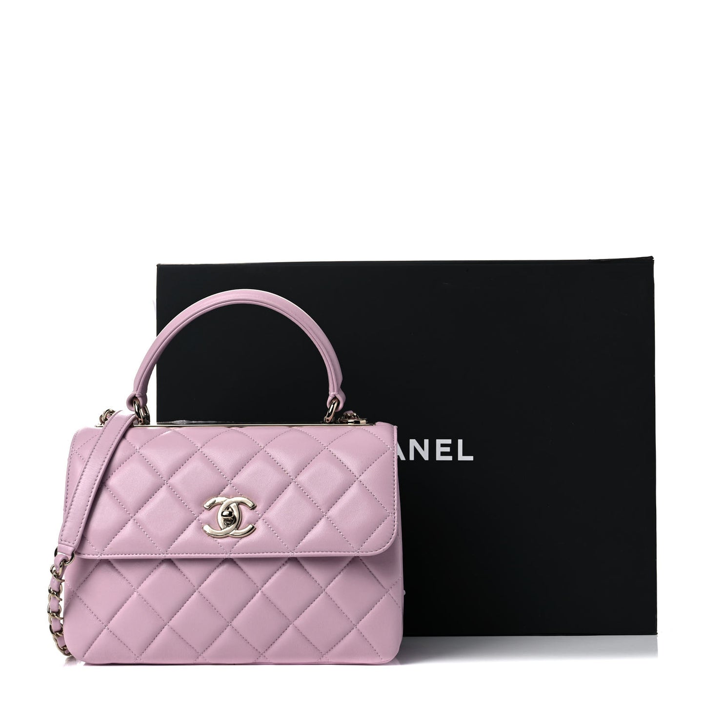 Lambskin Quilted Small Trendy CC Flap Dual Handle Bag Light Pink