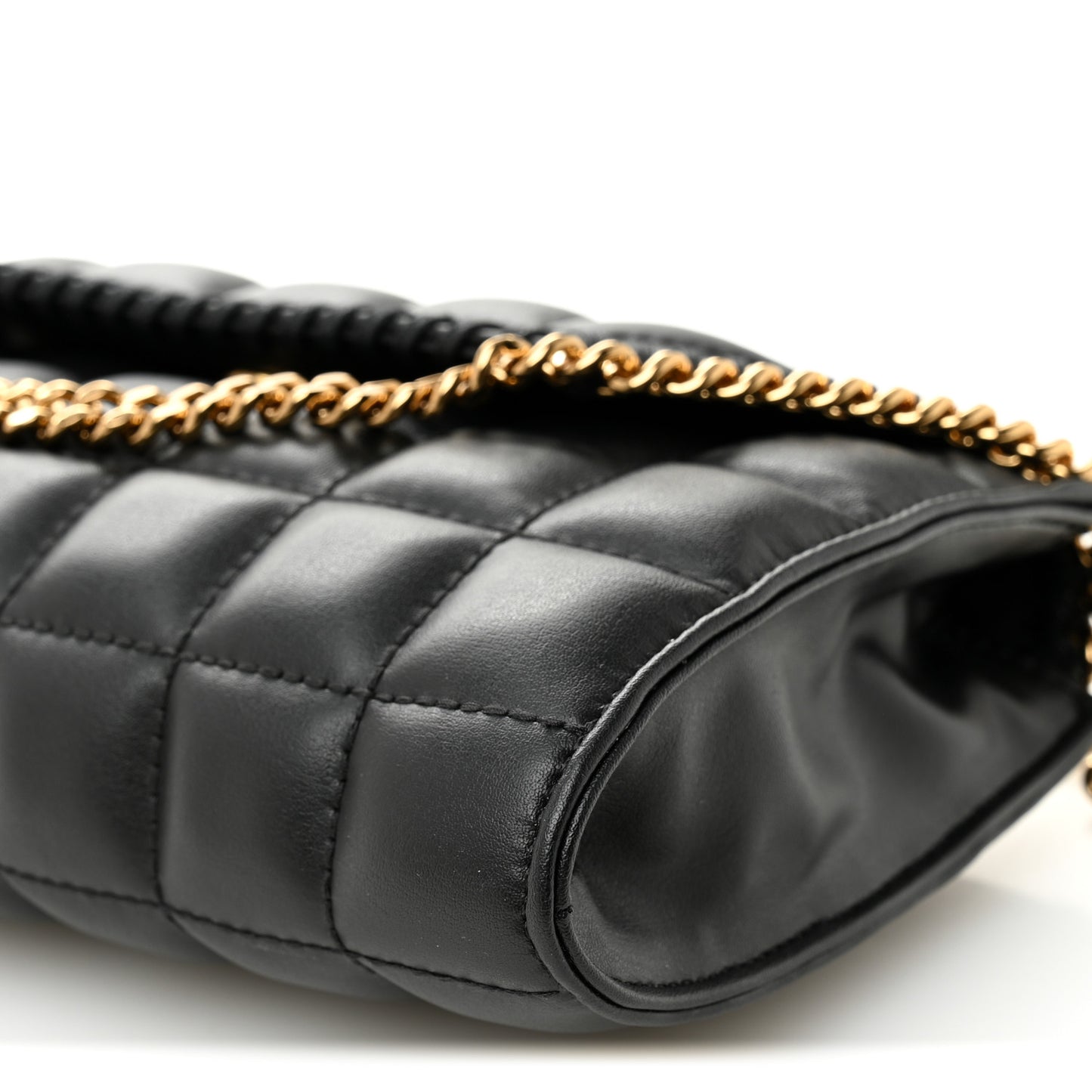Vegan Leather Quilted Falabella Clutch with Chain Bag Black