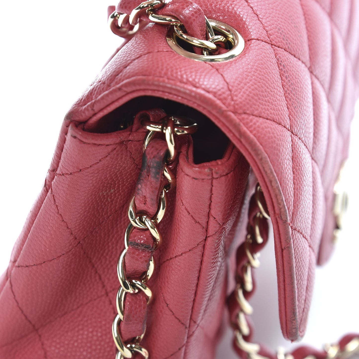 Caviar Quilted Mini Rectangular Flap Red