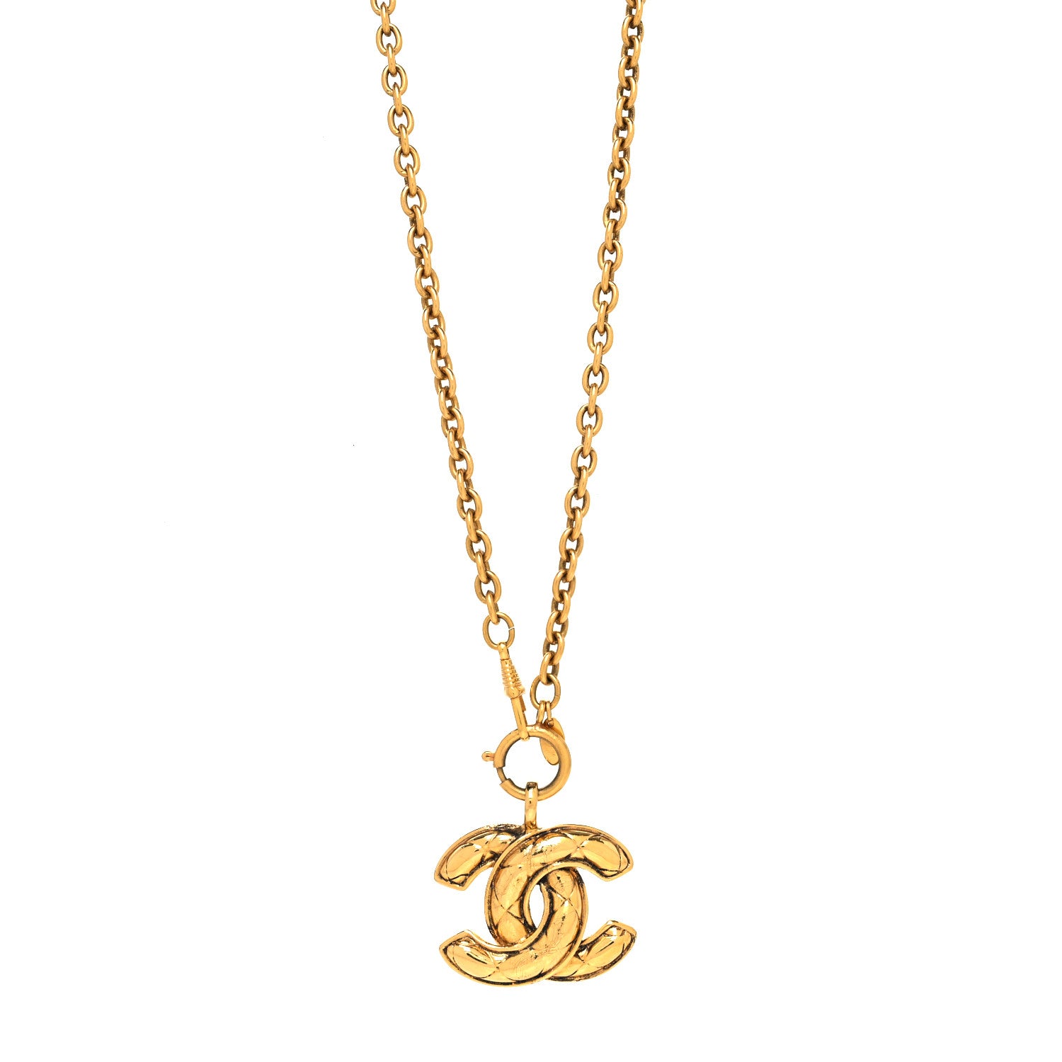 Chanel Metal Quilted CC Long Necklace Gold 1 of 5