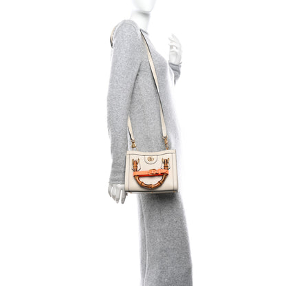 Gucci Wonka Grain Calfskin Mini Diana Tote Bag Mystic White Orange Fluo 2 of 9