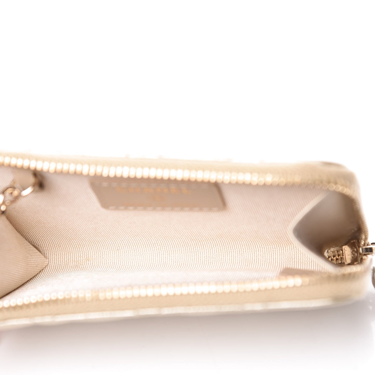 Metallic Caviar Quilted Key Holder Case Light Gold