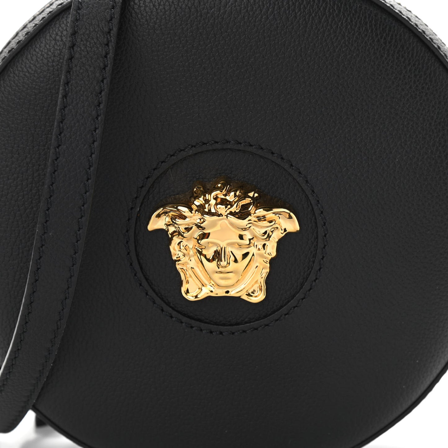 Calfskin La Medusa Round Camera Bag Black