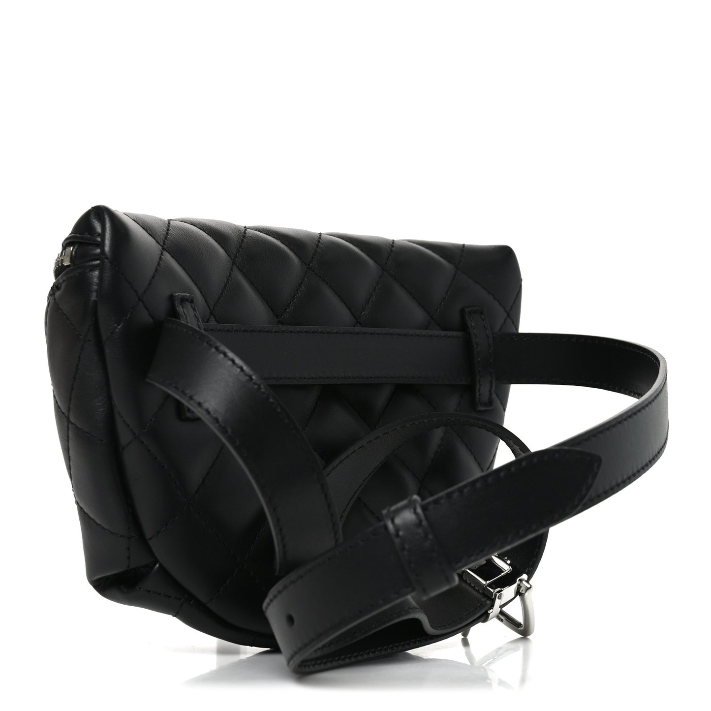 Calfskin Quilted Waist Belt Bag Black