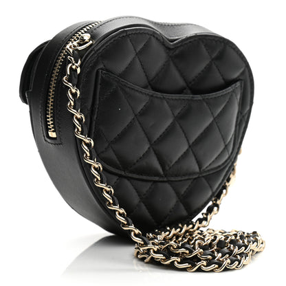Chanel Lambskin Quilted CC In Love Heart Clutch With Chain Black 3 of 8