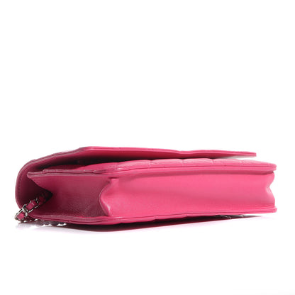 Chanel Lambskin Quilted Wallet On Chain WOC Dark Pink 4 of 9